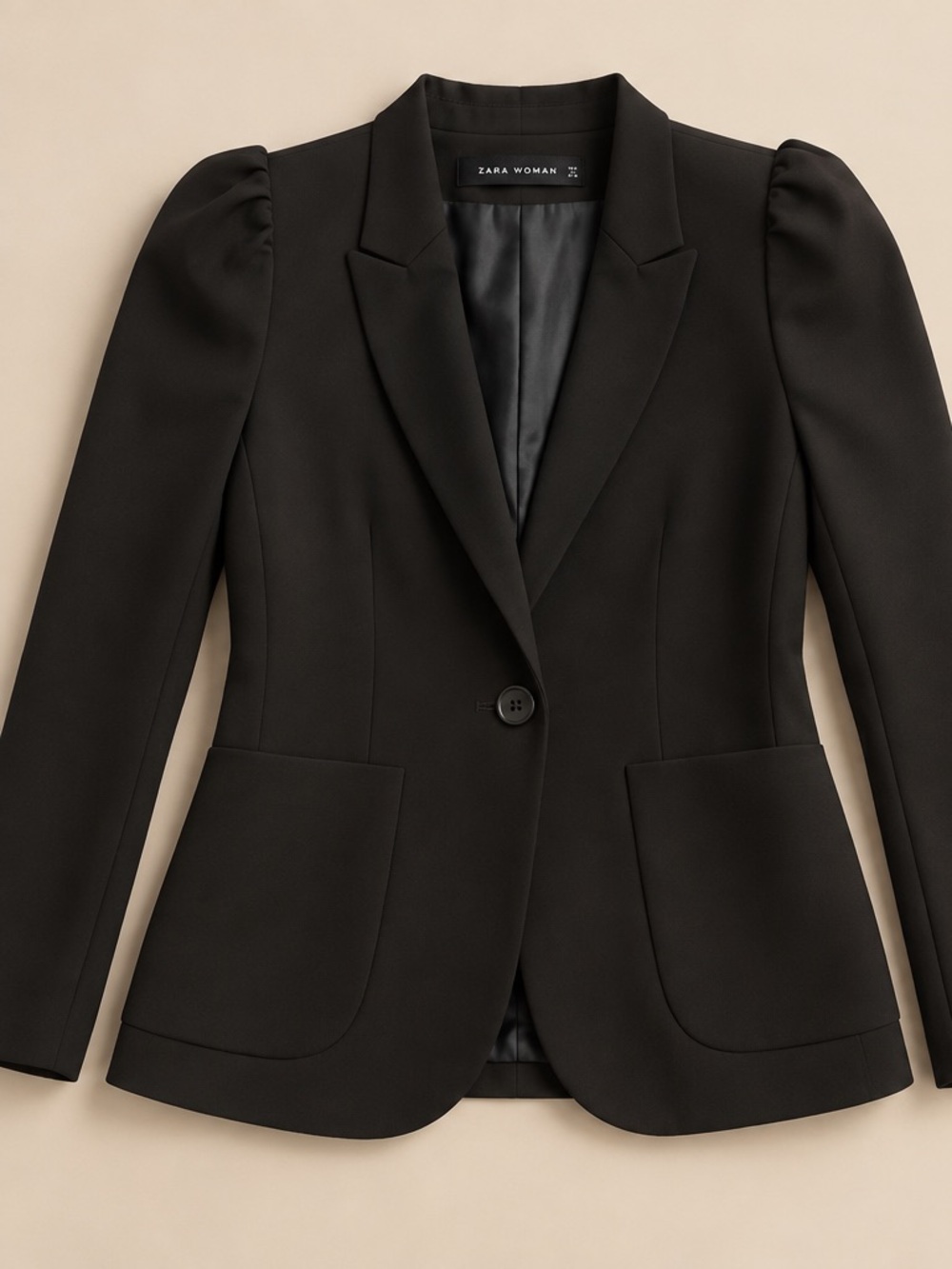 Zara Black Single-Button Tailored Blazer